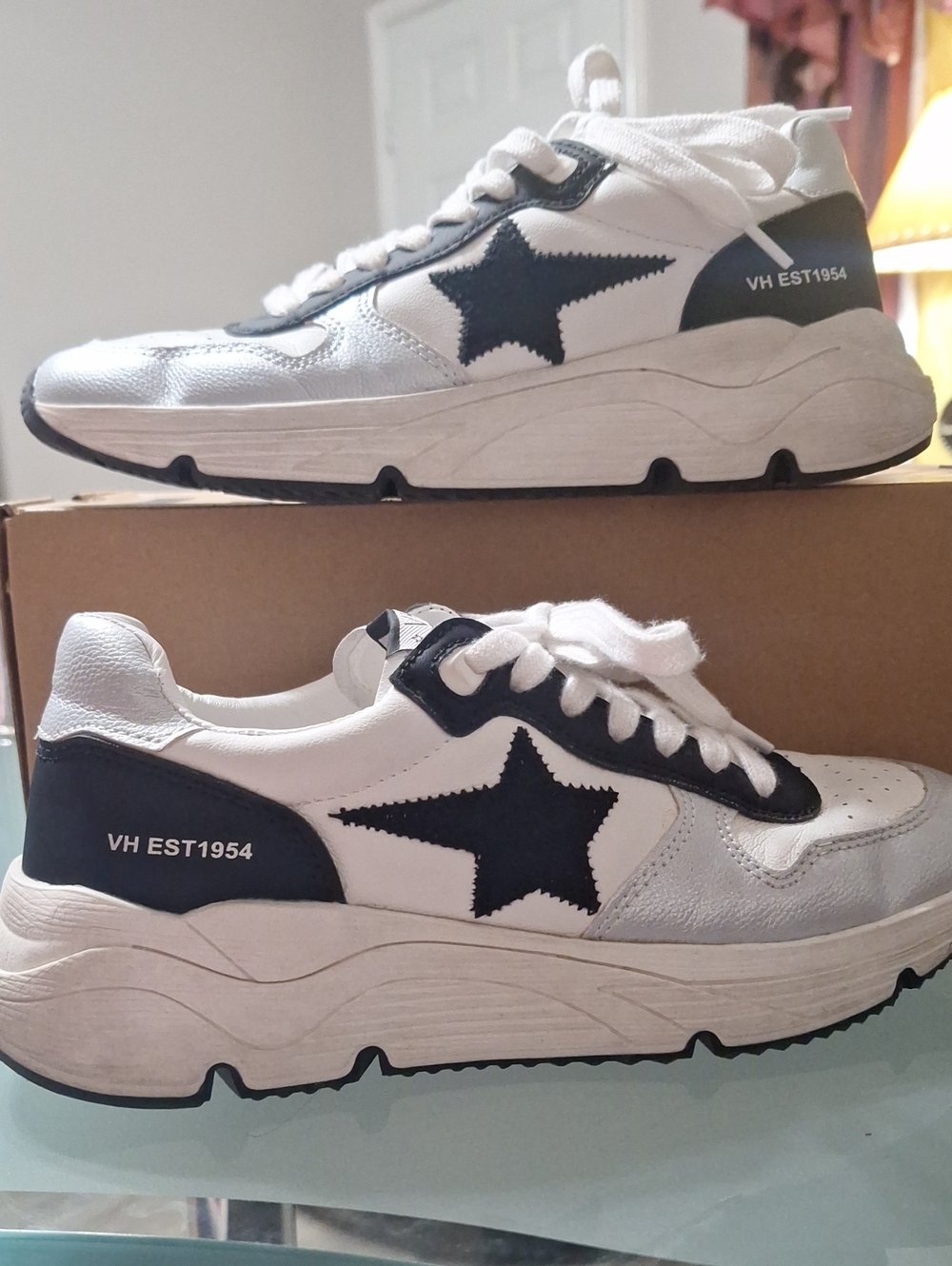 Vintage Havana White and Black Star Platform Sneaker